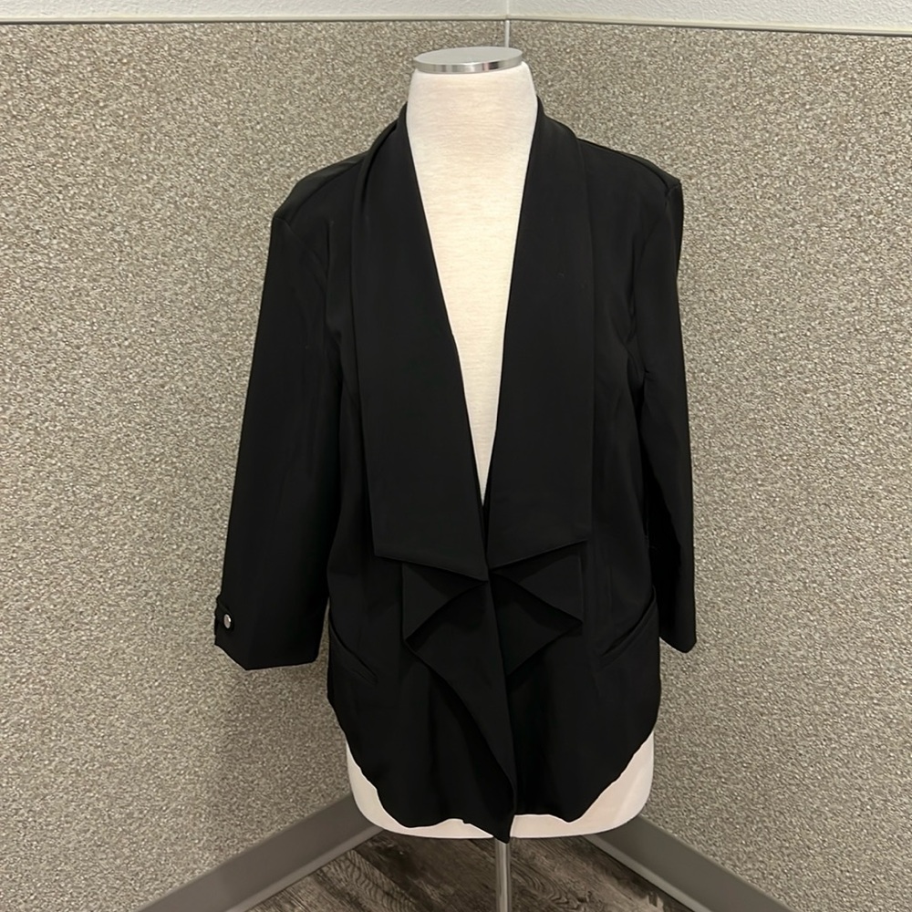 Christopher Banks Black Waterfall Draped Lapel Jacket NWT Size XLP